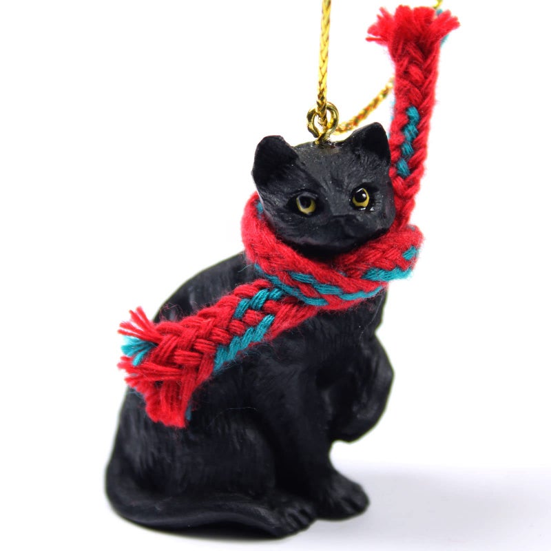 Conversation Concepts Black Cat Christmas Ornament w/Scarf Tiney Ones - Image 1